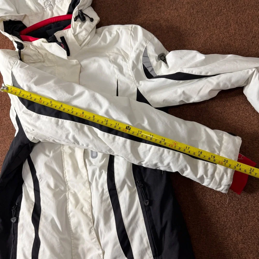 Nice b- Hyra Womens Ski Jacket White Black Hooded Insulated Snow Coat Size Small